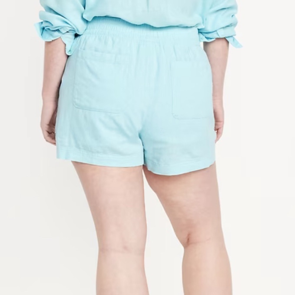 Old Navy High Waist Linen Blend Drawstring Shorts Size Medium - Picture 6 of 7